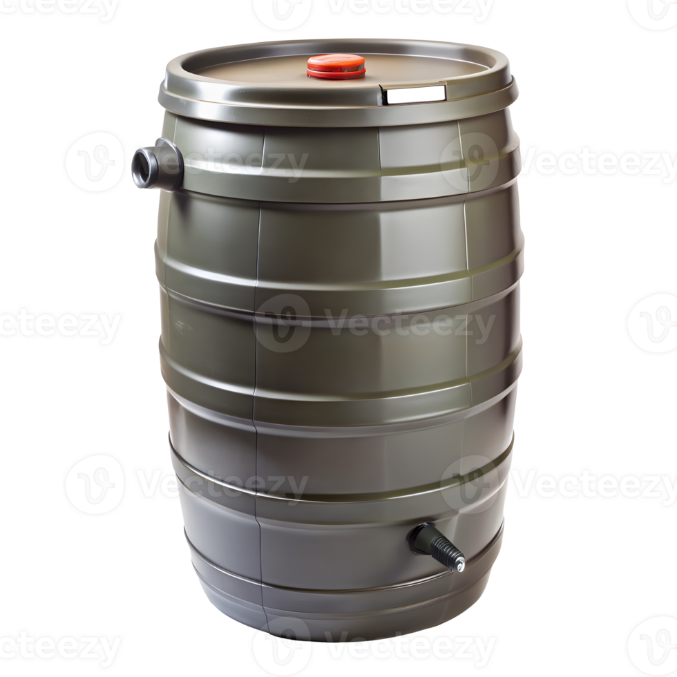 Eco-Friendly Rain Barrel for Garden on Transparent Background png