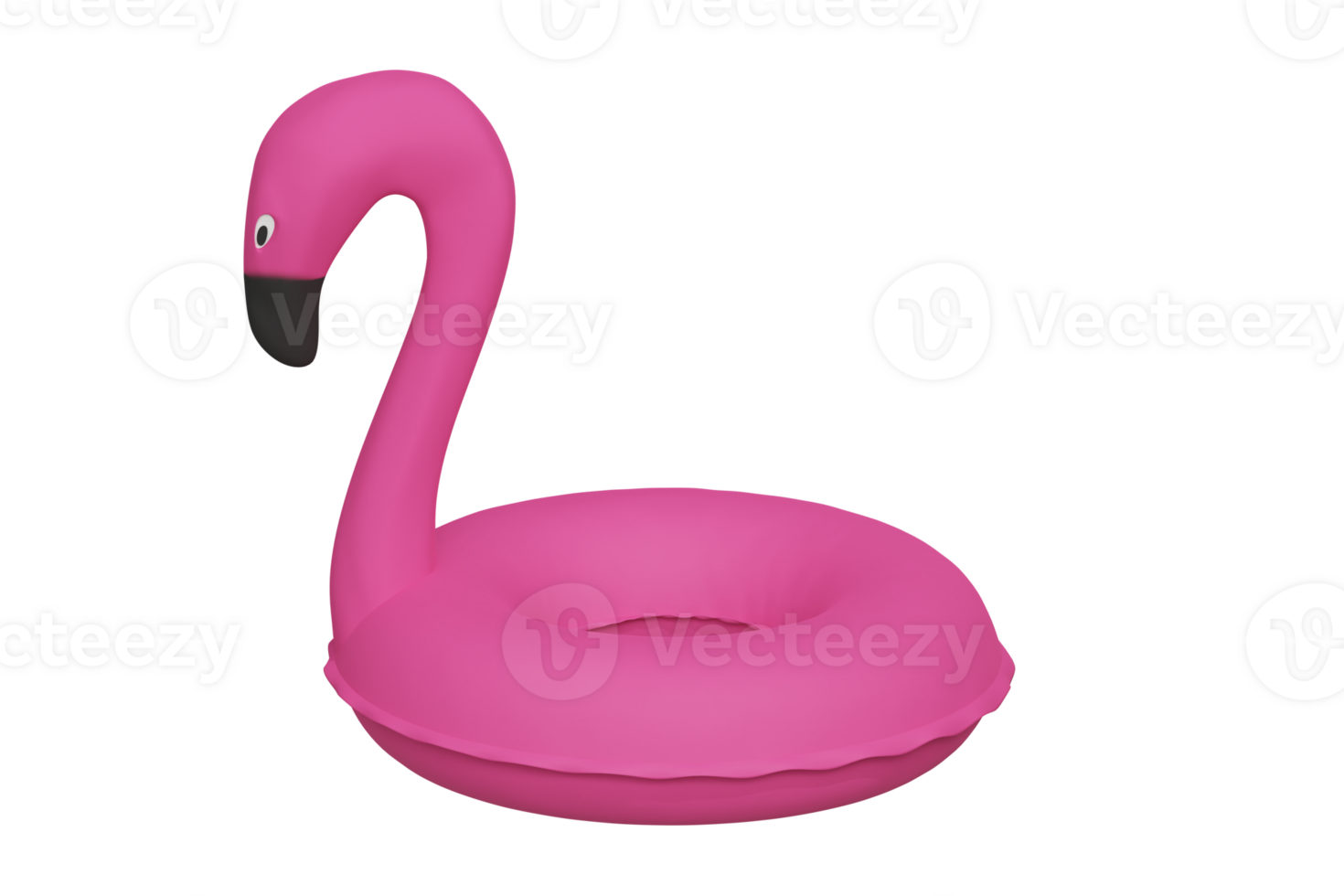 Pink pool inflatable toy in the shape of flamingo bird 3d rendered icon isolated png