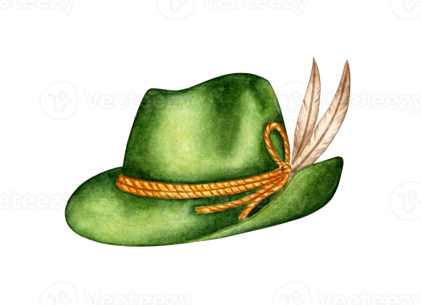 bavarese verde provato cappello con piume acquerello illustrazione. oktoberfest concetto tradizionale cappello. isolato a partire dal il sfondo. design elemento per Festival, negozio, mercato, manifesto, bandiera png