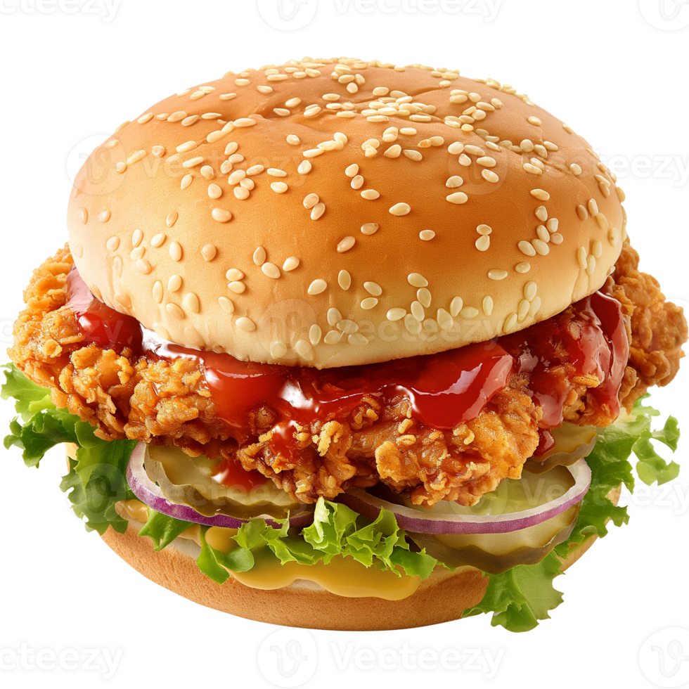 Chopped cheese - Chicken Burger Isolated on Transparent Background png