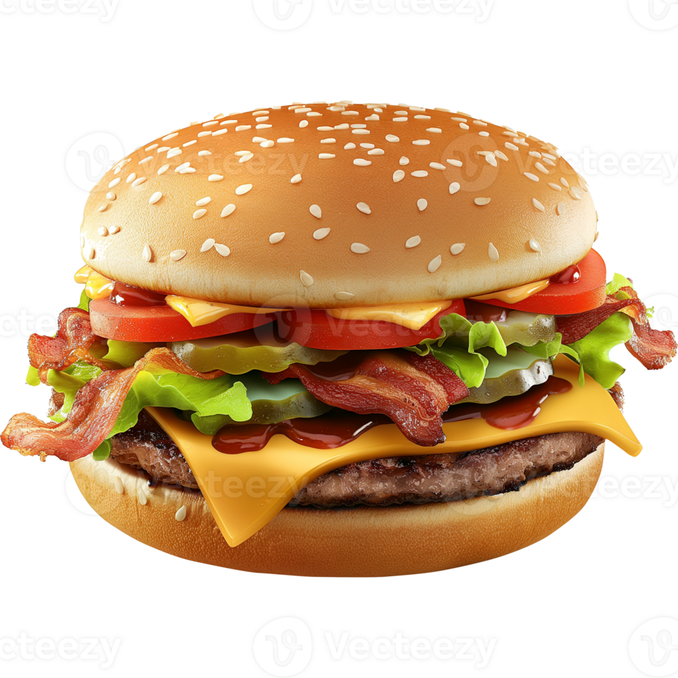 Hamburger - Bacon Burger Isolated on Transparent Background png