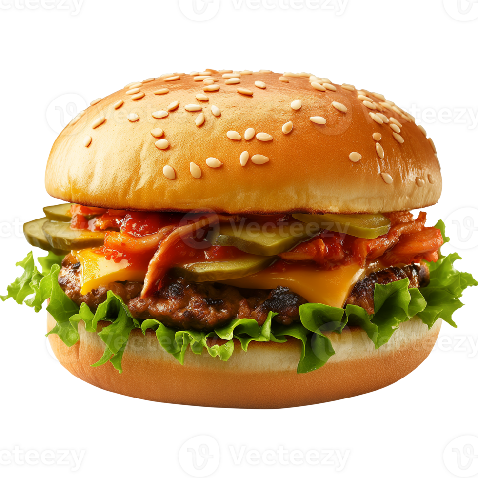 Chopped cheese - Kimchi Burger Isolated on Transparent Background png