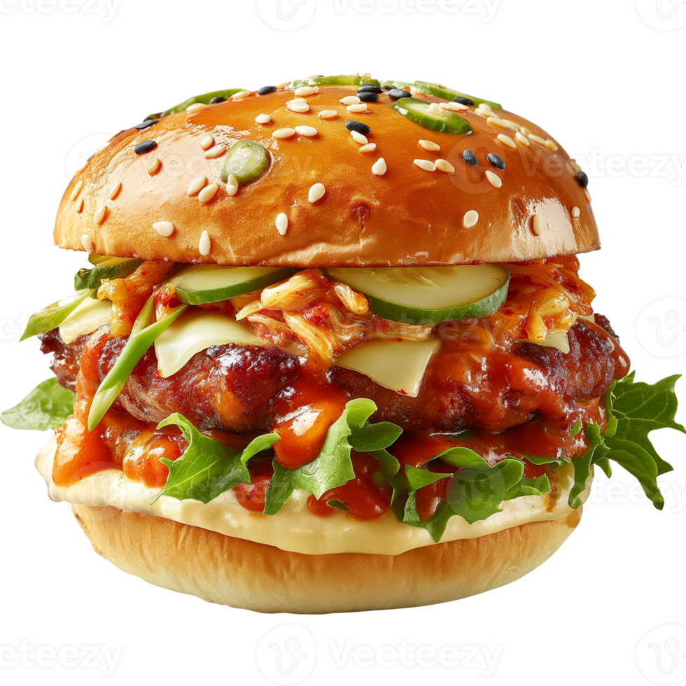 Chopped cheese - Kimchi Burger Isolated on Transparent Background png