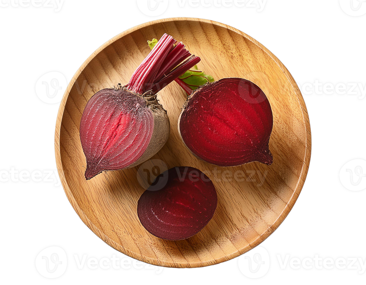 Fresh beets on a wooden plate with a transparent background png