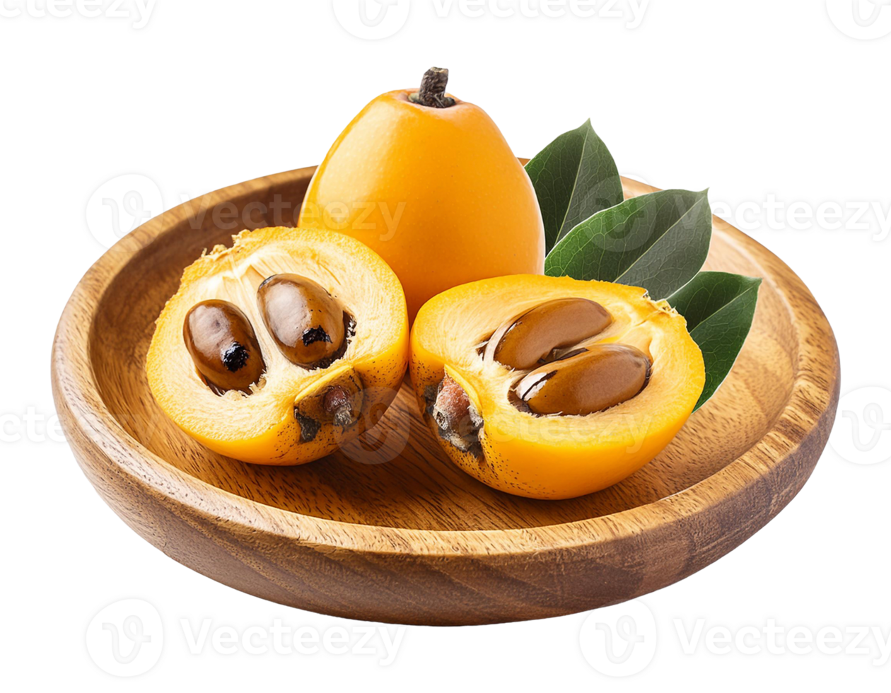 Ripe perfect loquats fruits with green leaves isolated on white background png