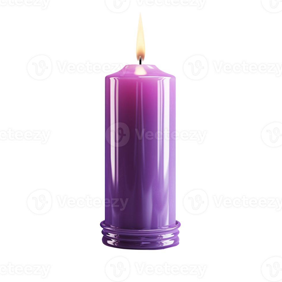A burning purple candle isolated on transparent background png