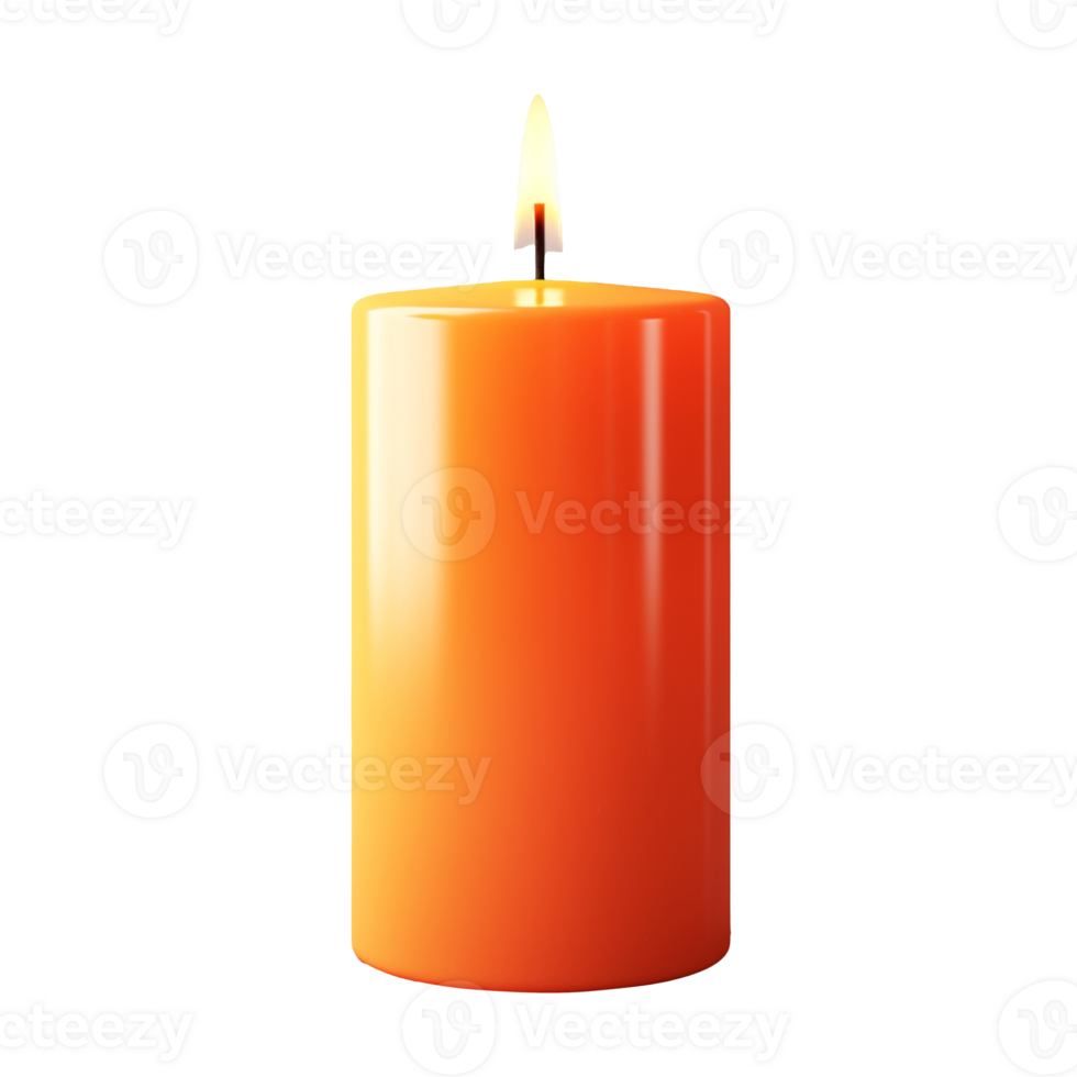A burning orange candle isolated on transparent background png