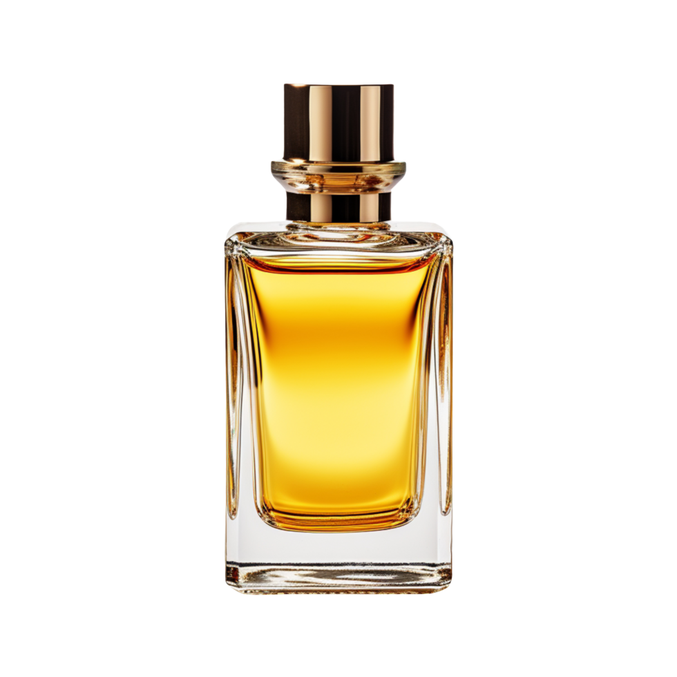 A bottle of yellow perfume isolated on transparent background png