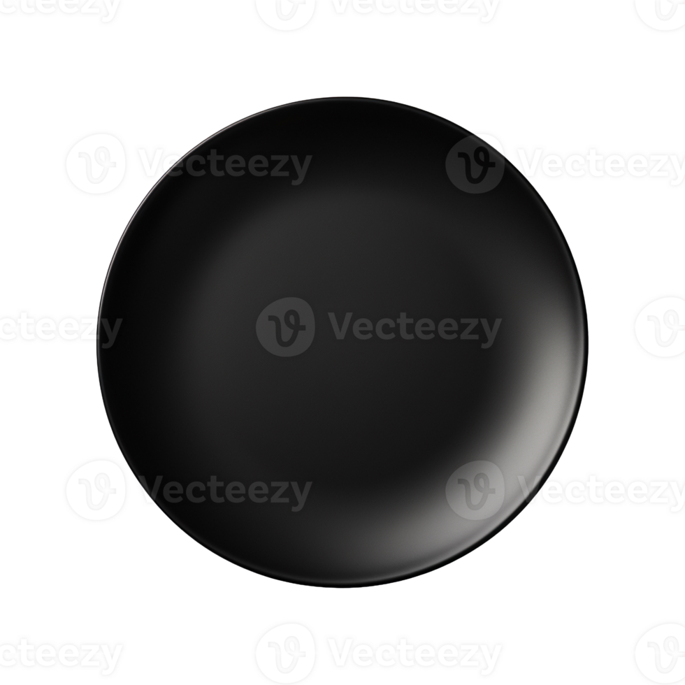 A black plate top view isolated on transparent background png