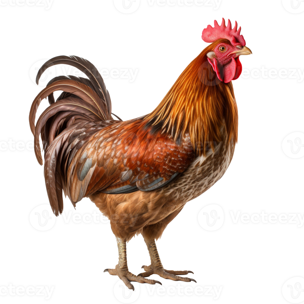 a brown rooster isolated on transparent background png