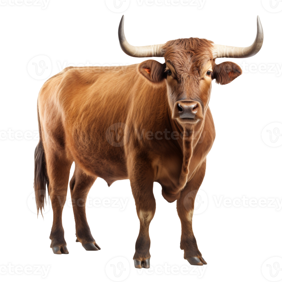 a brown bull isolated on transparent background png