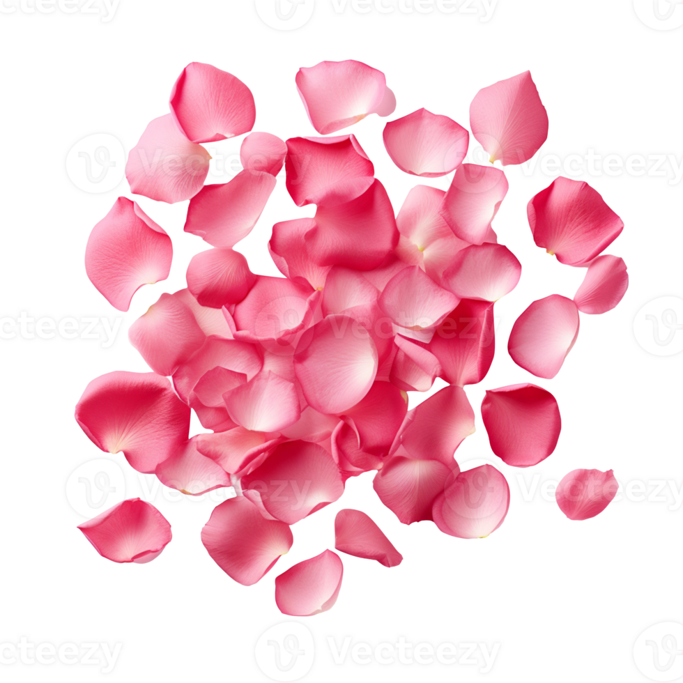 a falling pink rose petals isolated on transparent background png