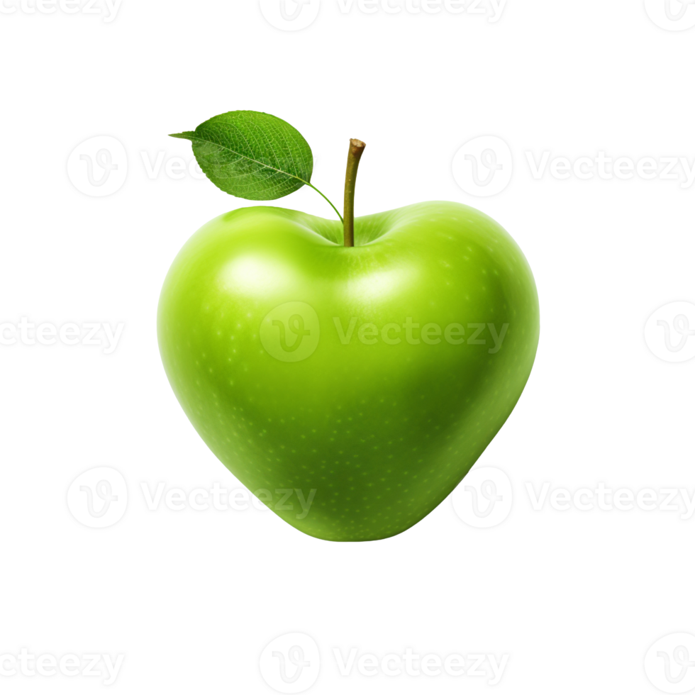 a heart shape Green apple isolated on transparent background png
