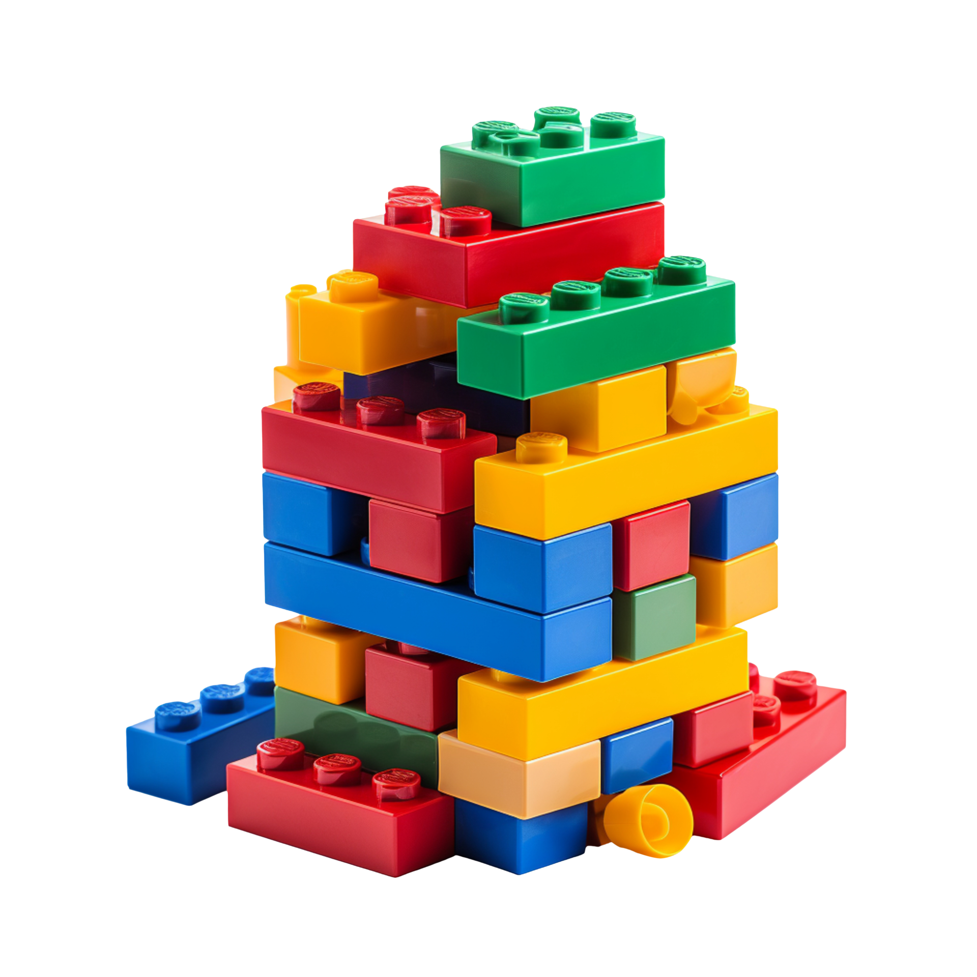 A Close Up View of Real Stack of Lego Blocks isolated on transparent ...