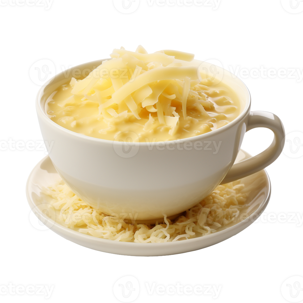 A cup of grated cheese isolated on transparent background png