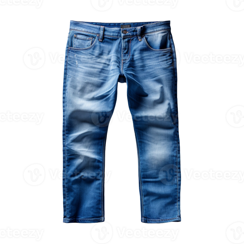 A one classic Blue jeans isolated on transparent background png
