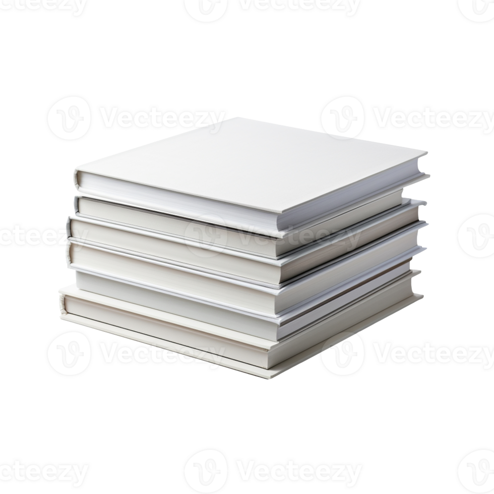 A stack of white books isolated on transparent background png