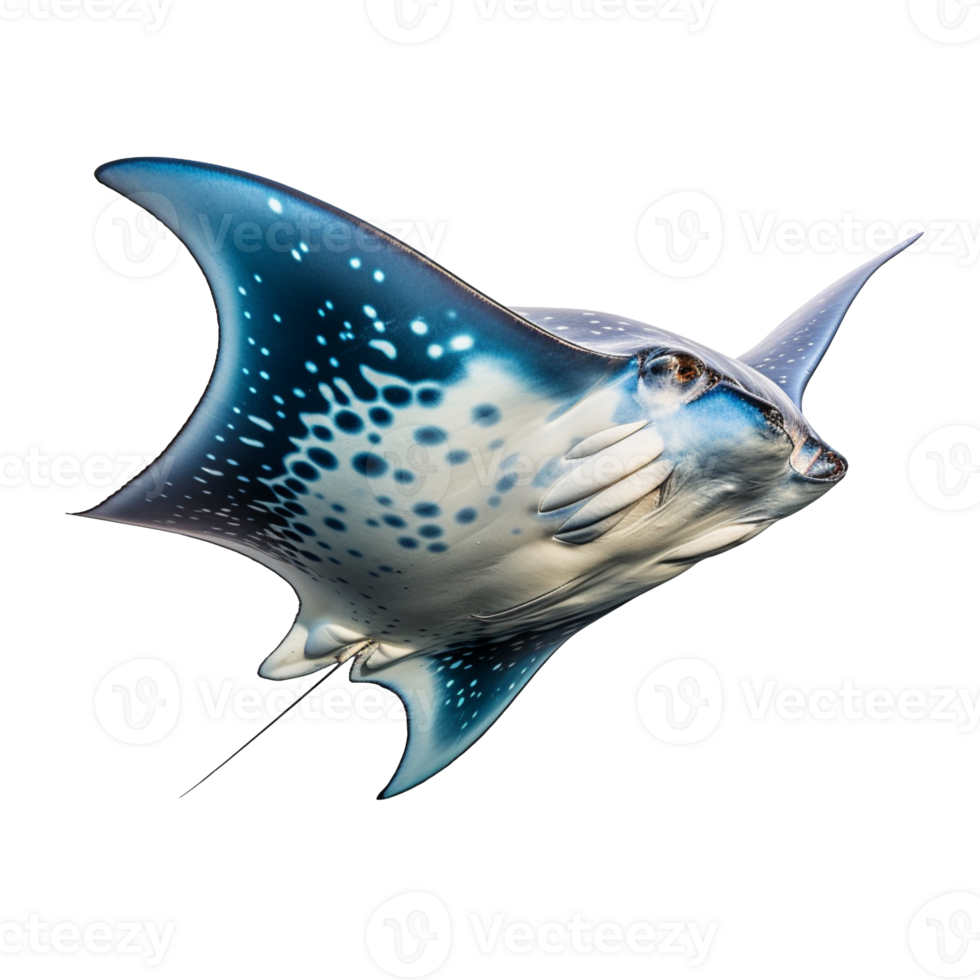 A swimming manta ray isolated on transparent background png