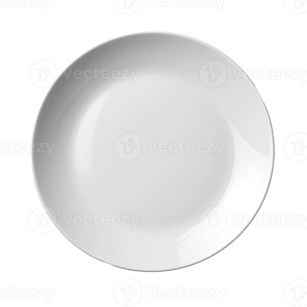 A white plate top view isolated on transparent background png