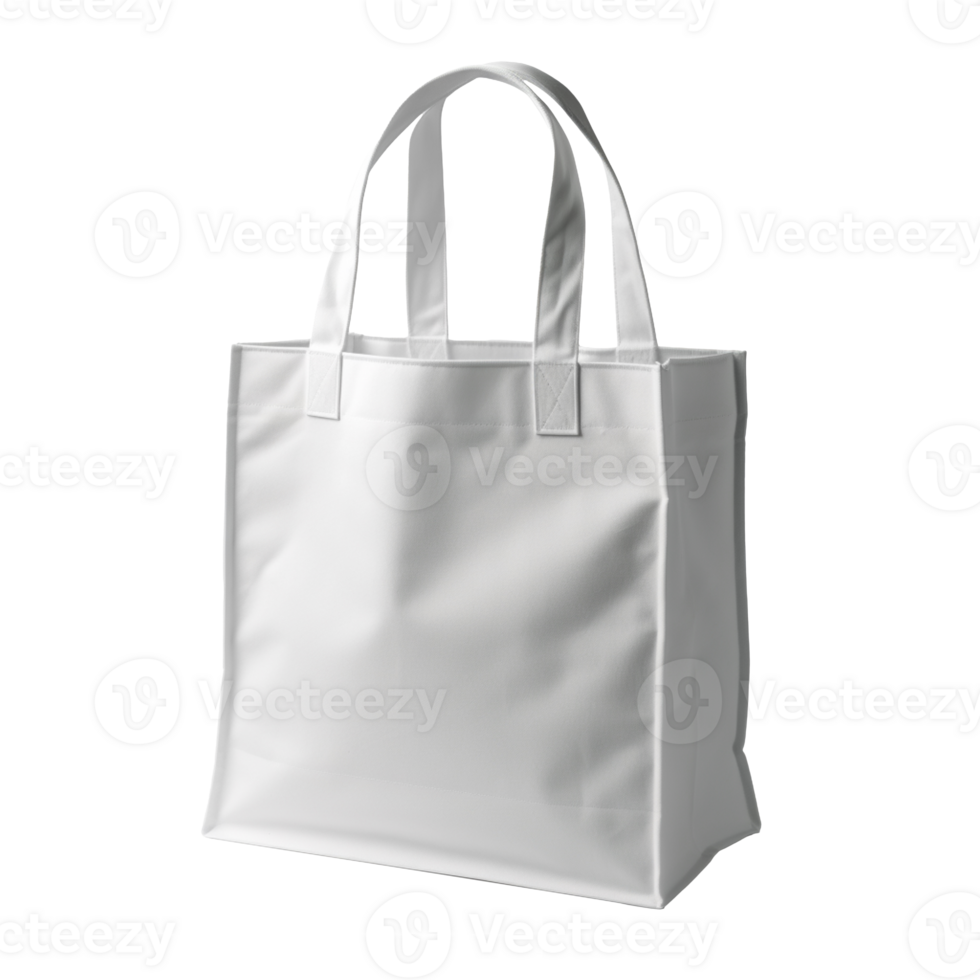 A simple white tote bag isolated on transparent background png