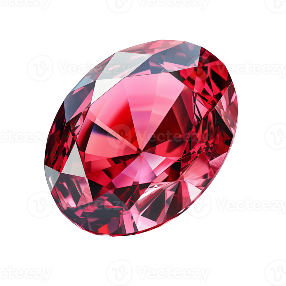 A single red ruby gemstone isolated on transparent background png