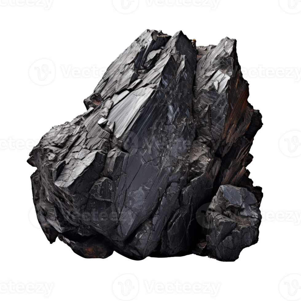 A solid piece of coal isolated on transparent background png
