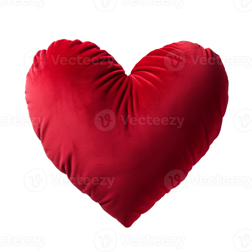 A red heart shaped pillow isolated on transparent background png