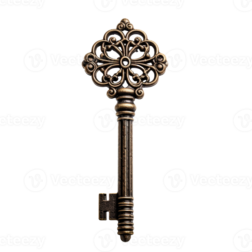antique padlock key isolated on transparent background png