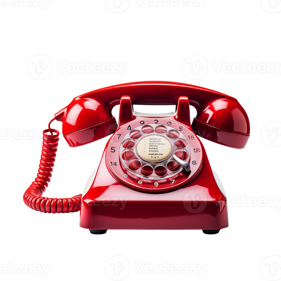 an old fashioned red telephone isolated on transparent background png