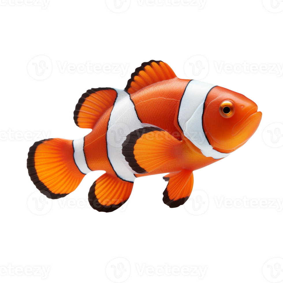 An orange and white clown fish isolated on transparent background png