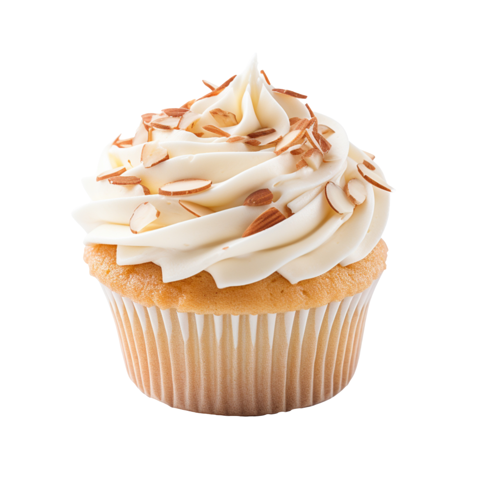 almond nut cupcake isolated on transparent background png