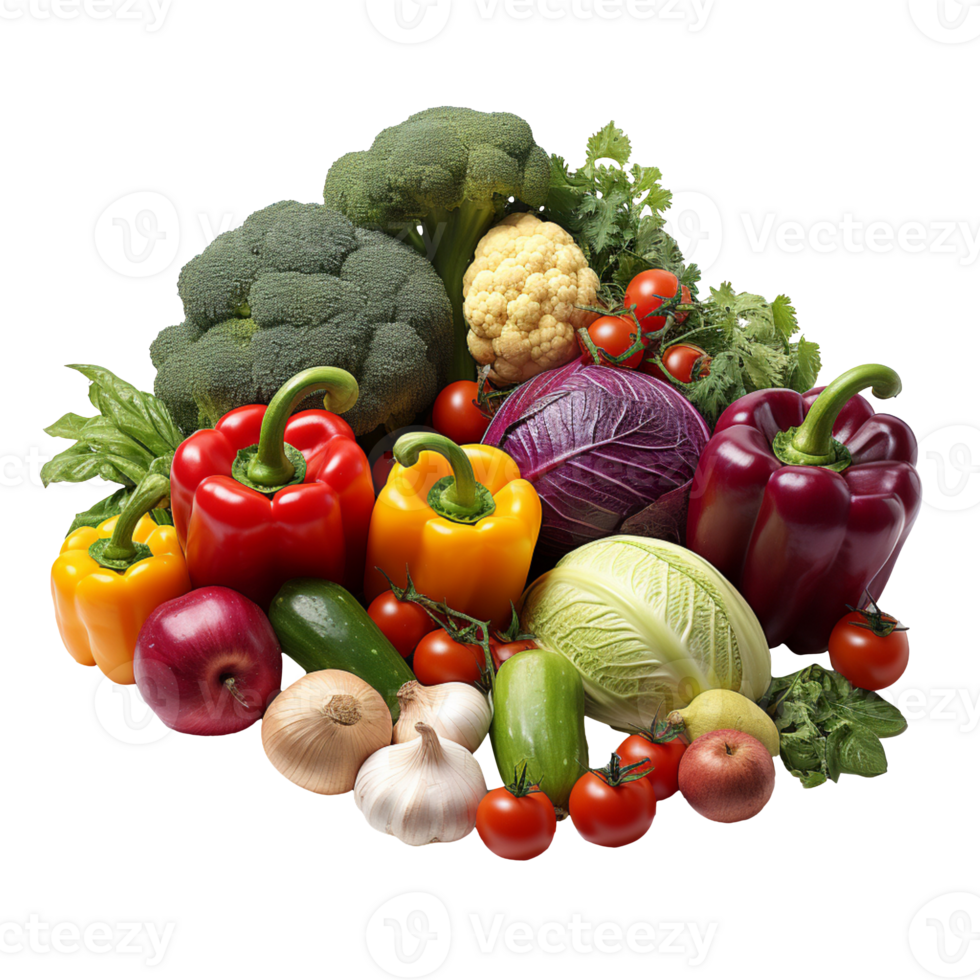 Assorted vegetables isolated on transparent background png