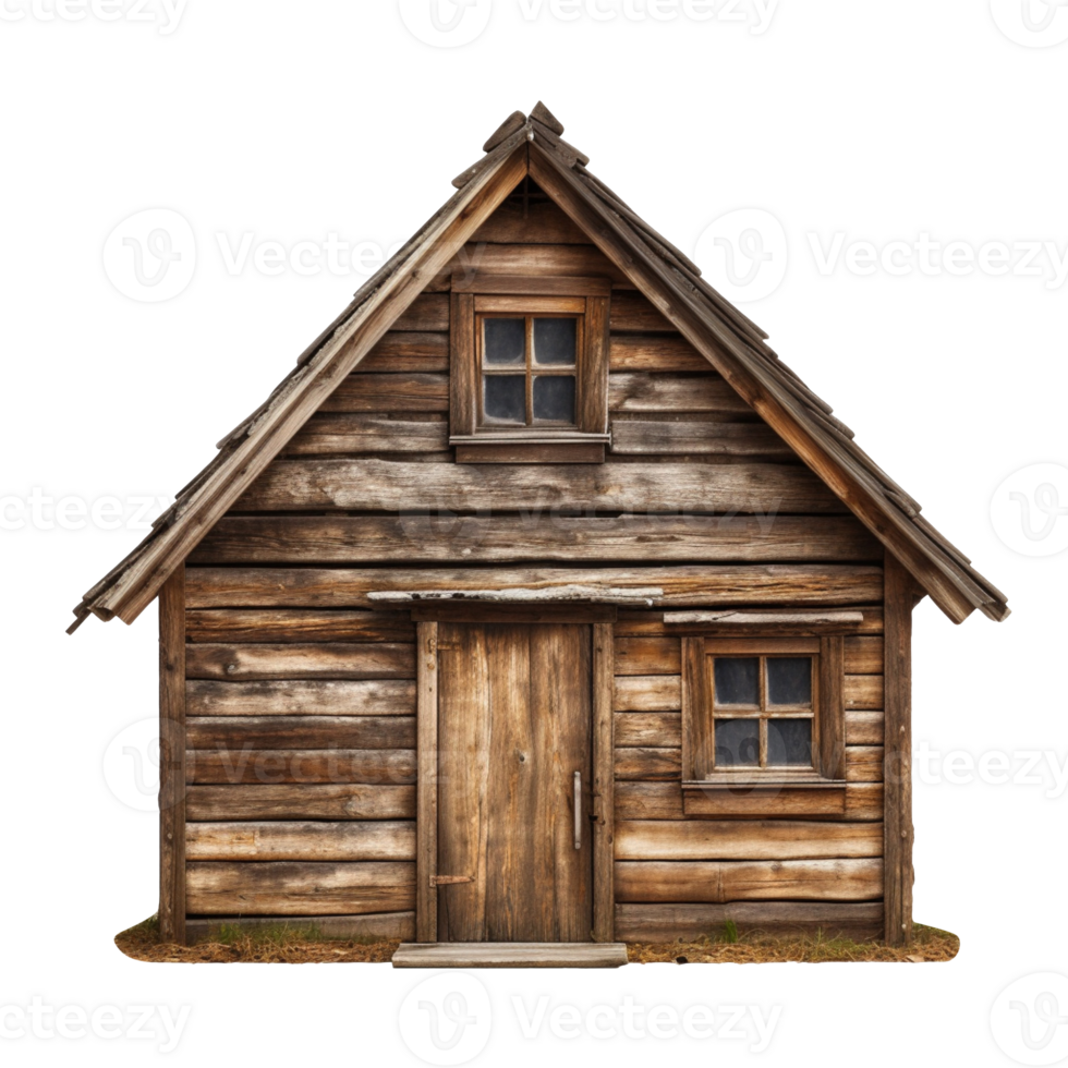 An old wooden hut isolated on transparent background png