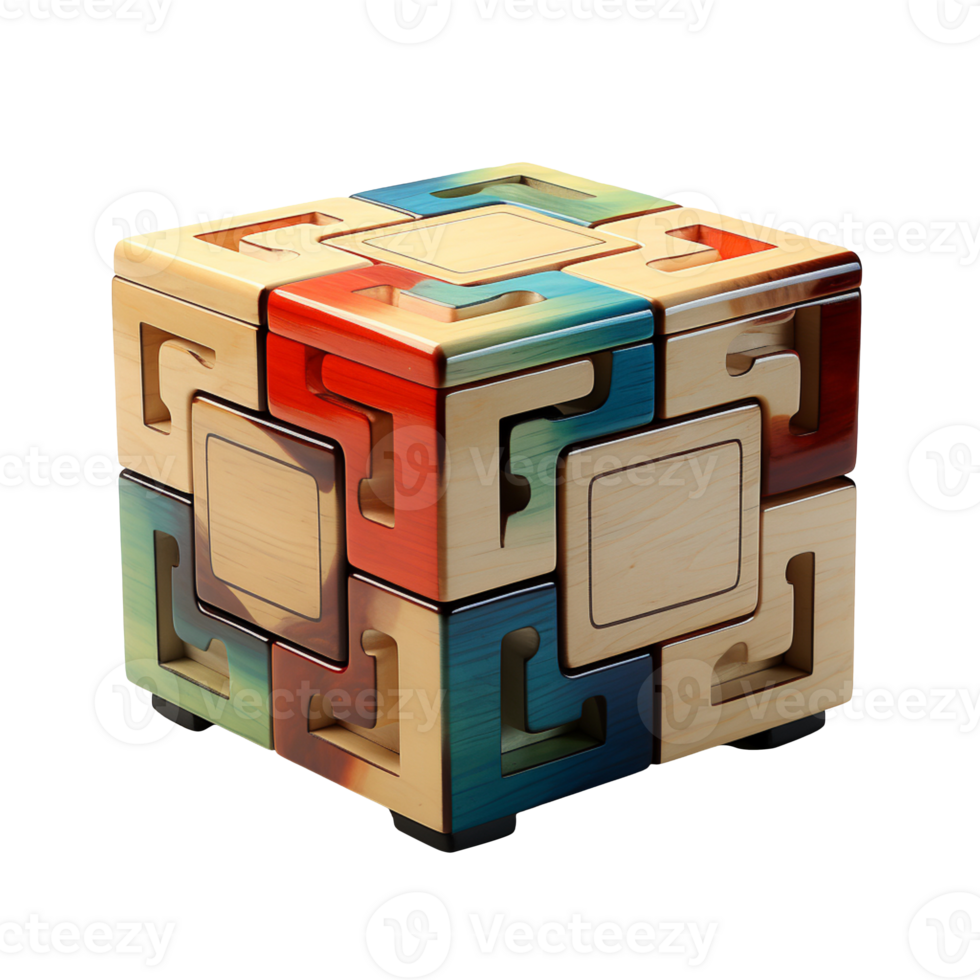 Artistic Puzzle Box Design isolated on transparent background png
