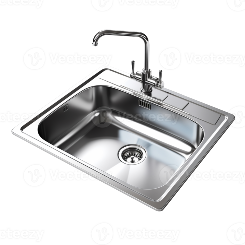 Beautiful Silver Kitchen Sink isolated on transparent background png