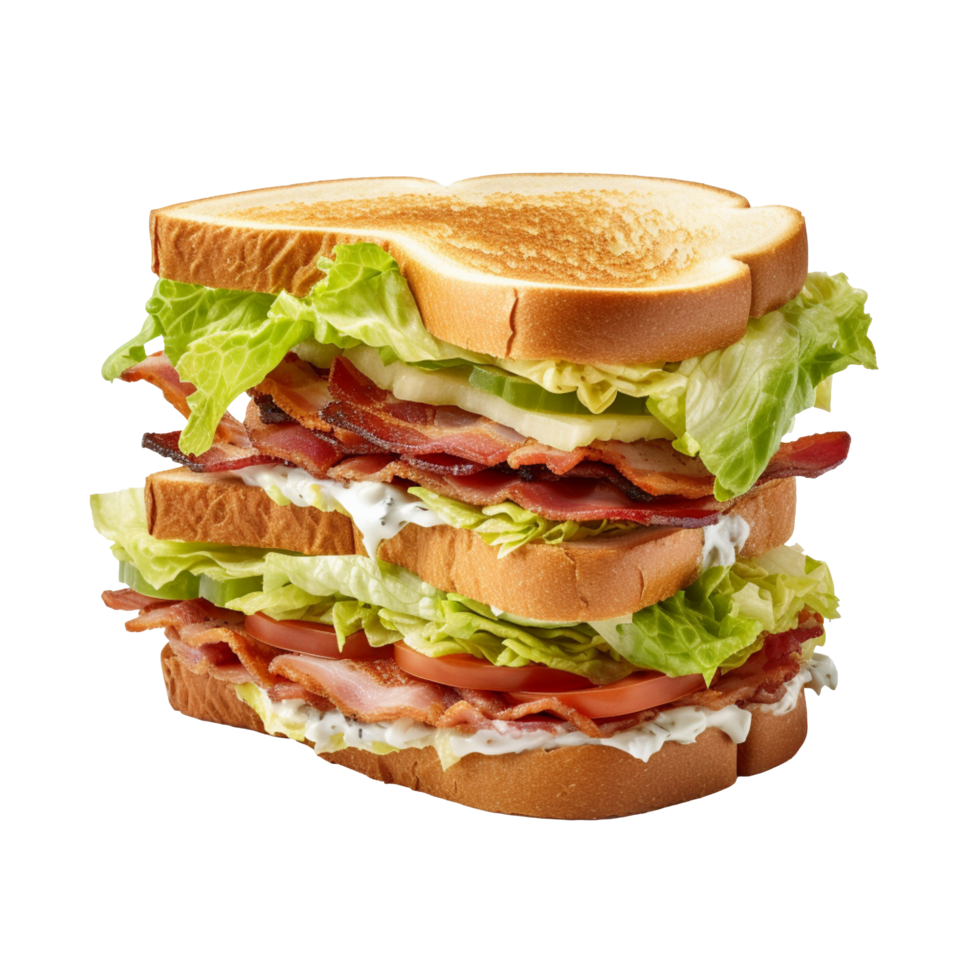 Bacon ham lettuce sandwiche isolated on transparent background png