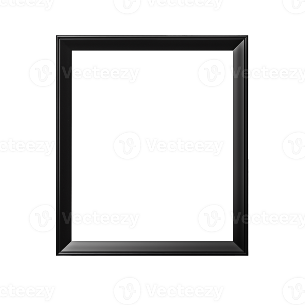 black modern metal picture frame isolated on transparent background png