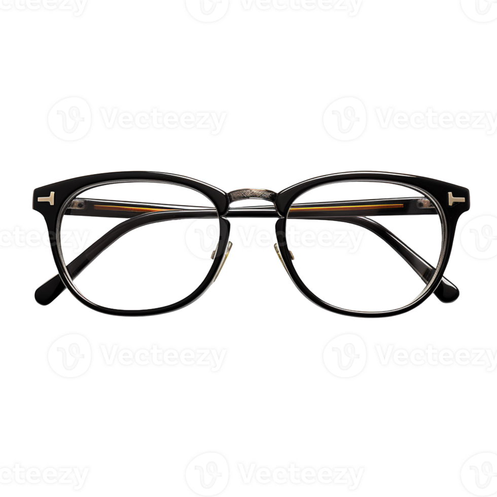 Black eyeglasses frames isolated on transparent background png
