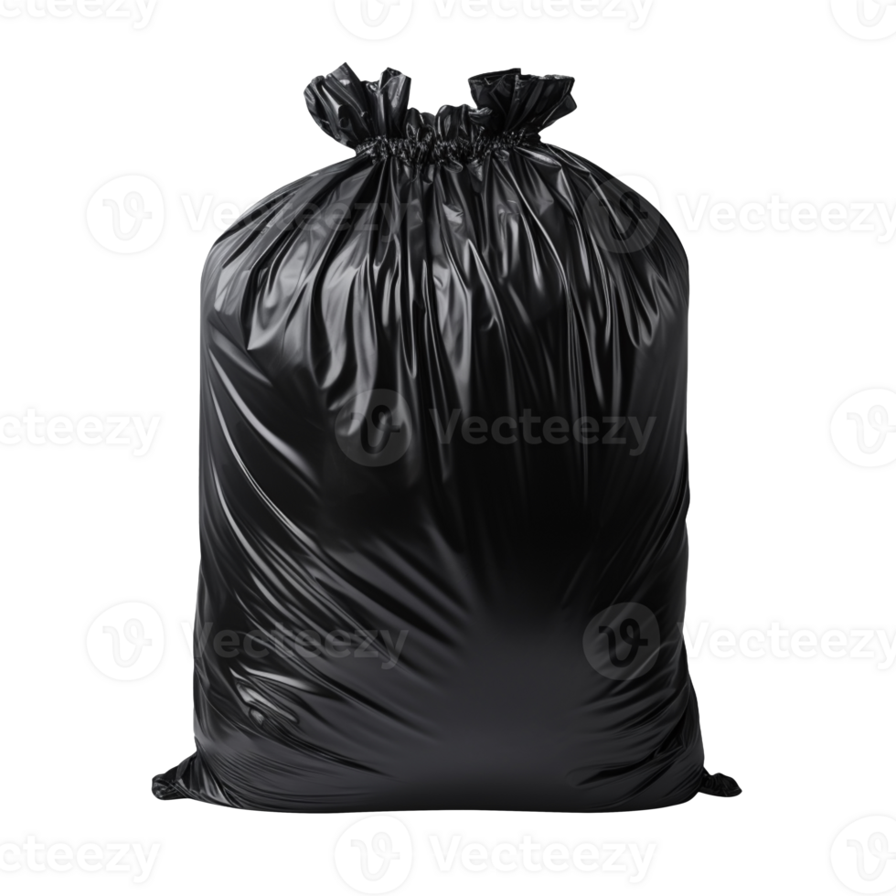 Black garbage bag isolated on transparent background png
