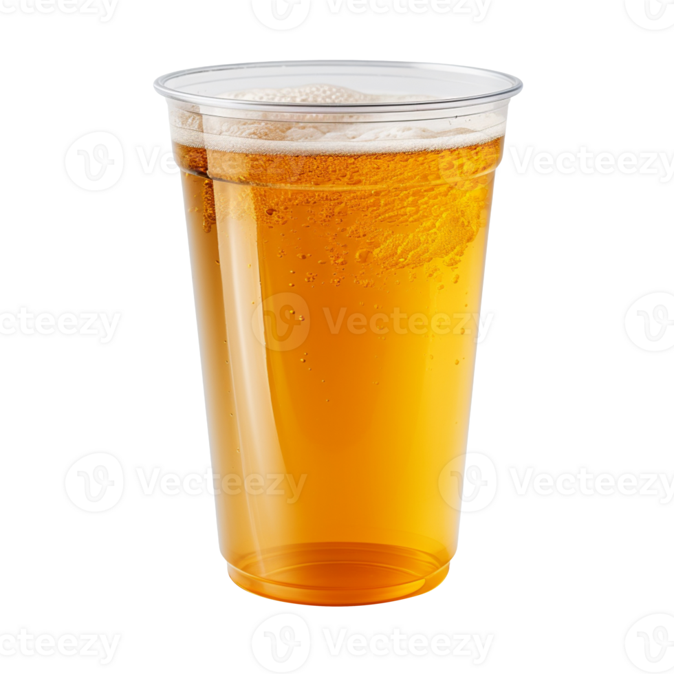 Beer in a plastic cup isolated on transparent background png