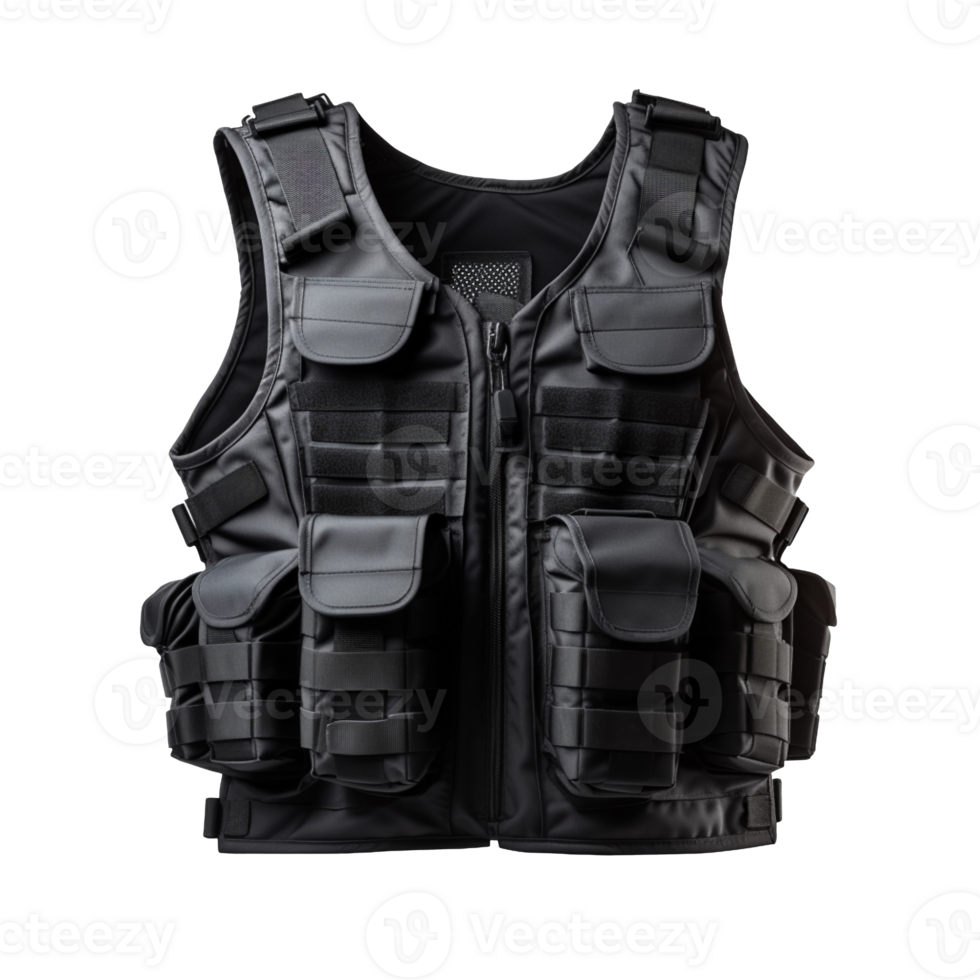 black bulletproof vest isolated on transparent background png