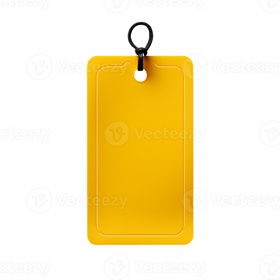 Blank yellow paper price tag isolated on transparent background png