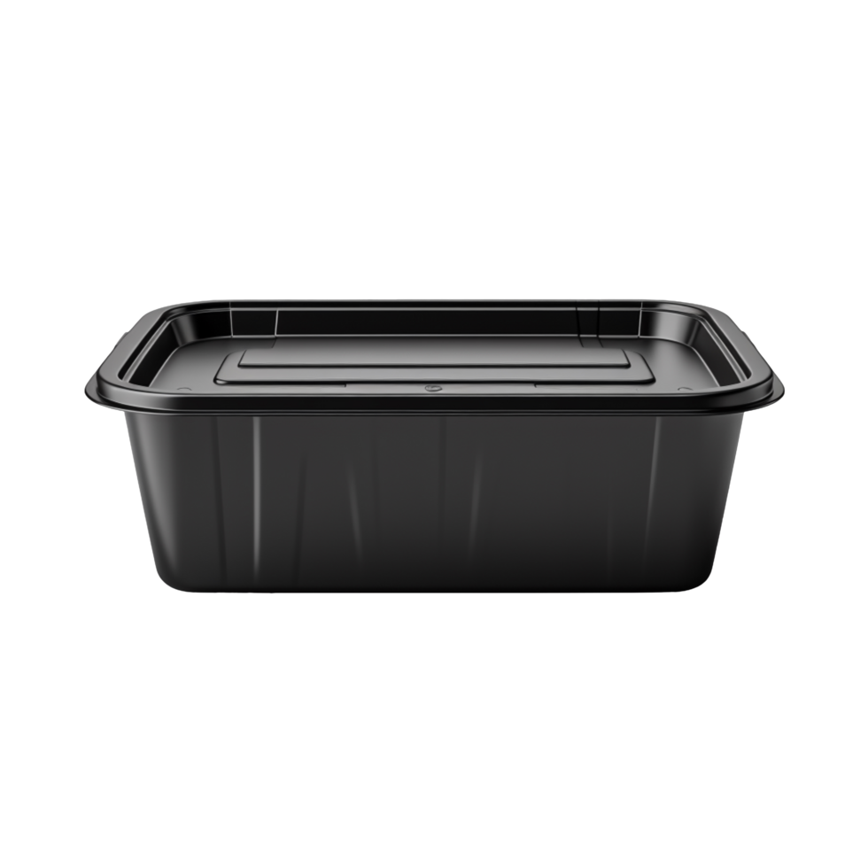 Black Plastic food container isolated on transparent background png