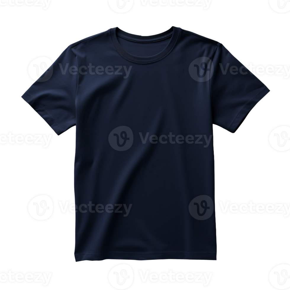 blank navy blue t shirt mockup isolated on transparent background png