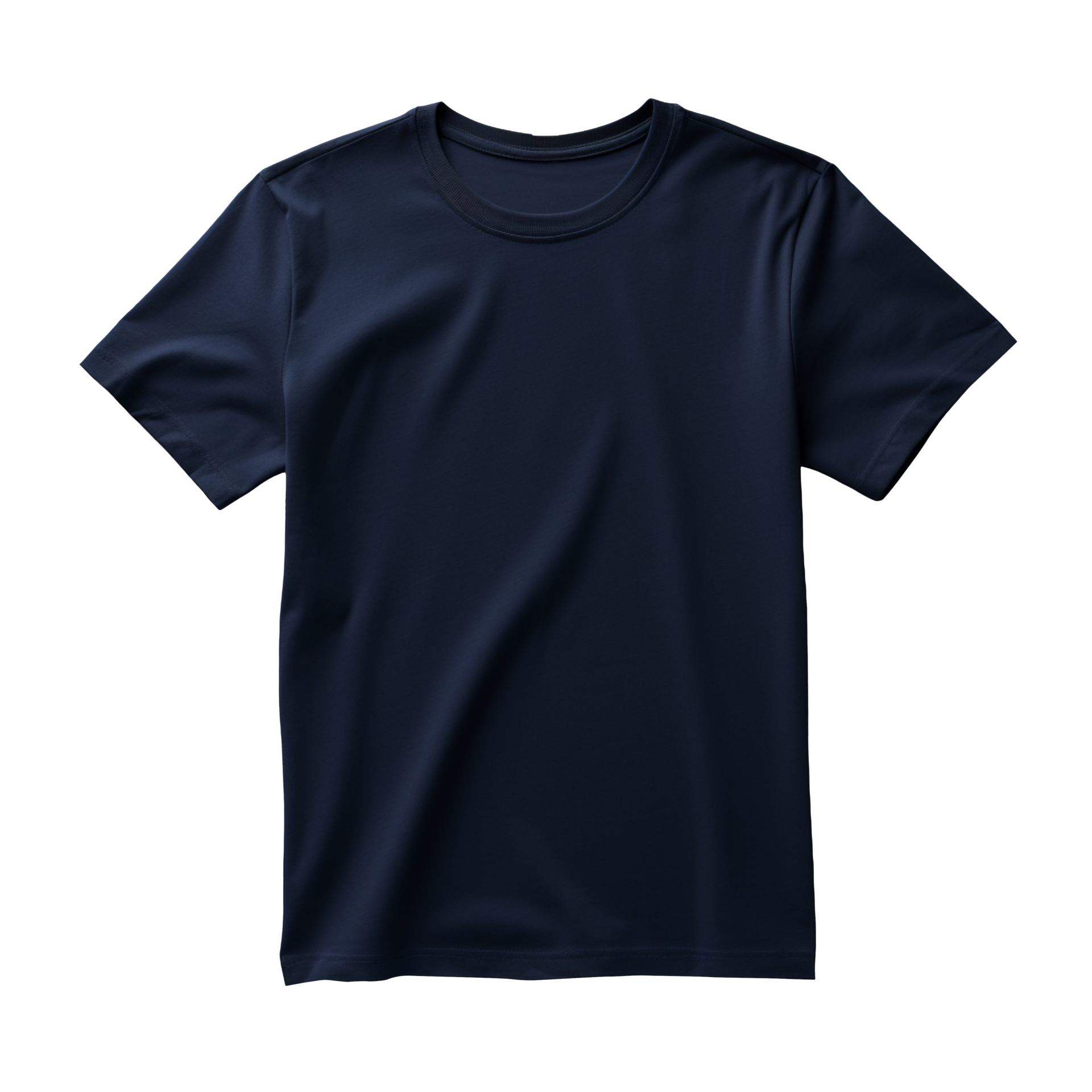 blank navy blue t shirt mockup isolated on transparent background