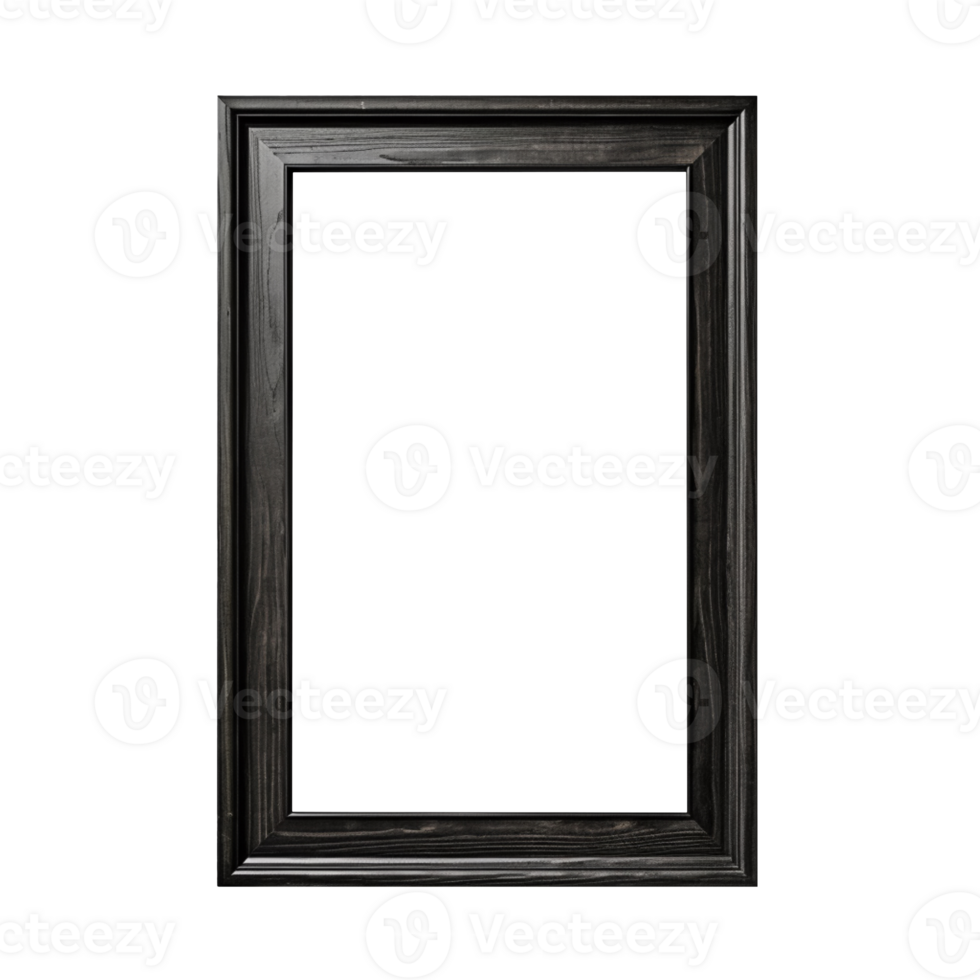 Black wood frame isolated on transparent background png