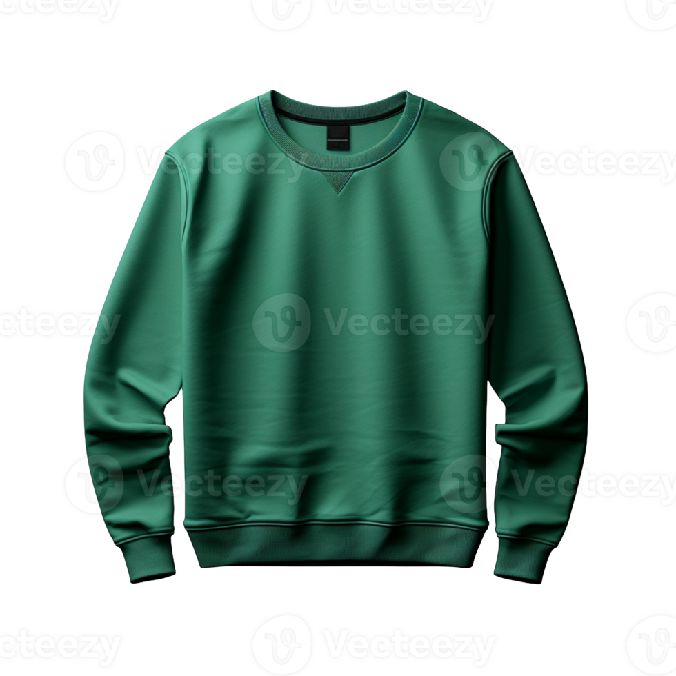 Blank green sweatshirt isolated on transparent background png