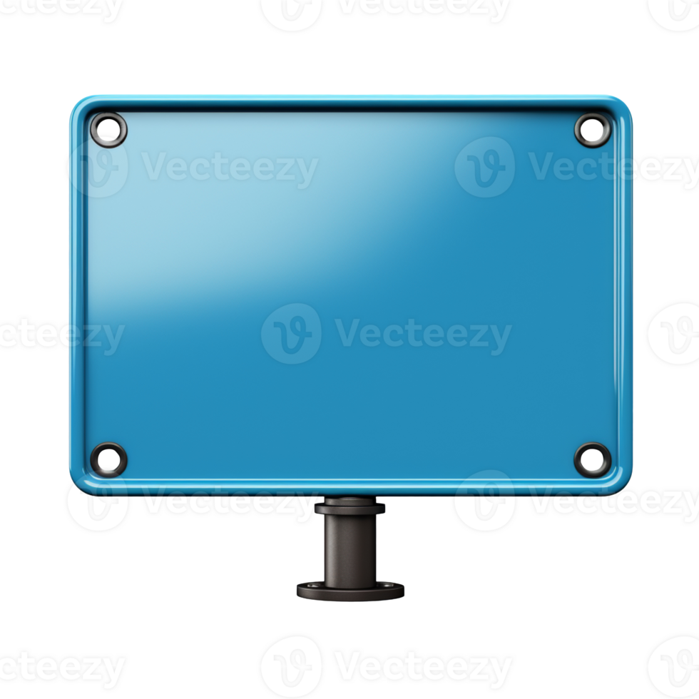 Blank blue square road sign isolated on transparent background png