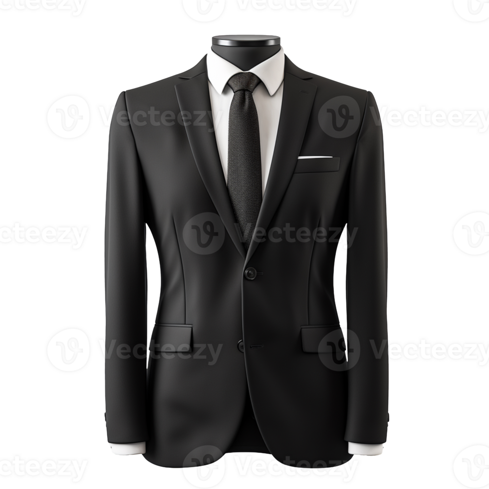 Black suit isolated on transparent background png