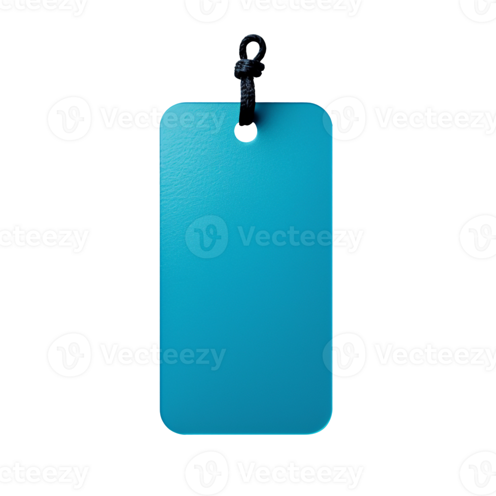 Blue blank price label tag isolated on transparent background png
